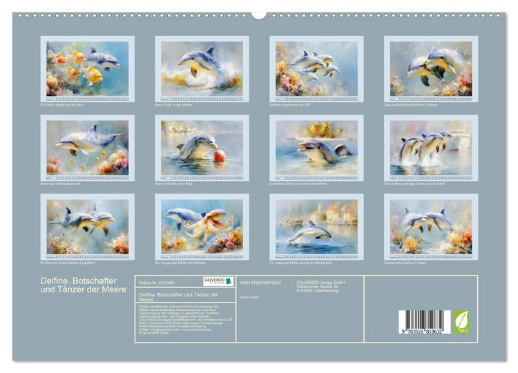 Produktbild: Delfine. Botschafter und T&auml;nzer der Meere (hochwertiger Premium Wandkalender 2027 DIN A2 quer), Kunstdruck in Hochglanz