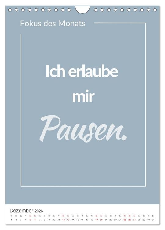 Produktbild: Achtsamkeitskalender: Mehr Achtsamkeit im Alltag mit dem Fokus des Monats (Wandkalender 2026 DIN A4 hoch), CALVENDO Monatskalender