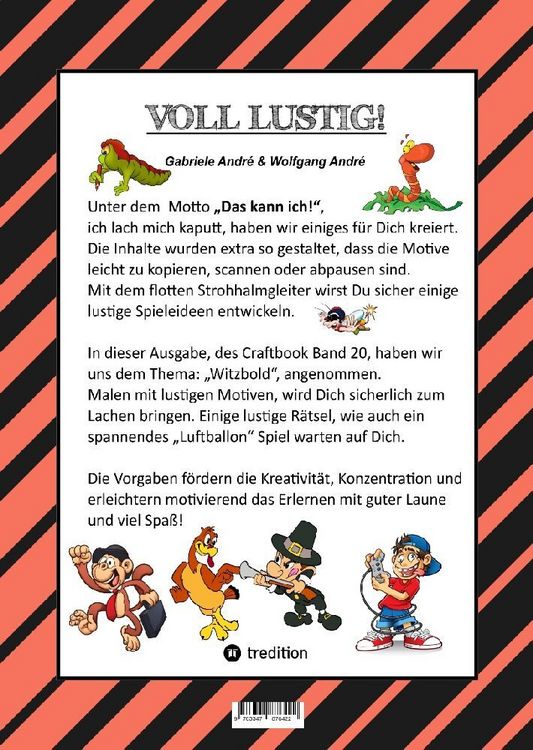 Produktbild: Craftbook - Witzbold - Lustige Motive - Ausmalvorlagen - Bastle Flotte Flugflitzer - R&auml;tsel - Benny Bleistift