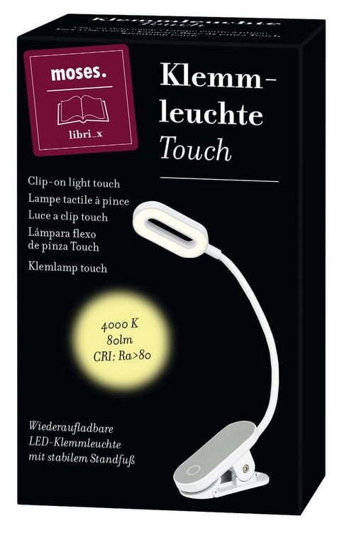 Produktbild: moses. libri_x Klemmleuchte Touch Wei&szlig;