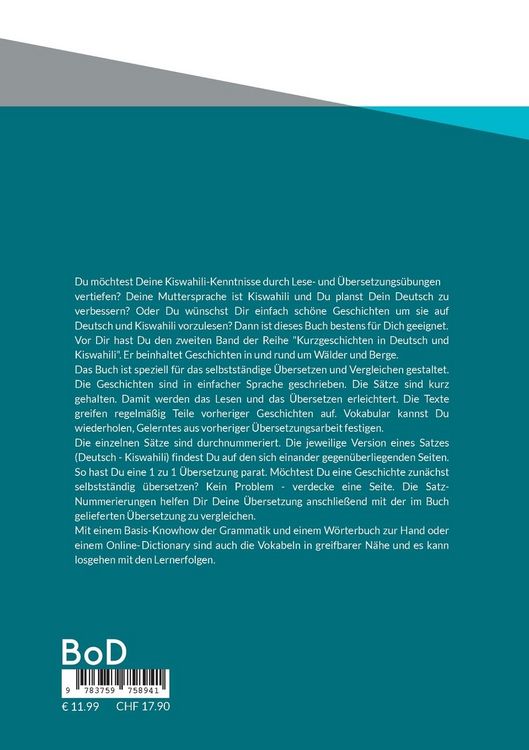 Produktbild: Kurzgeschichten Deutsch Suaheli W&auml;lder und Berge