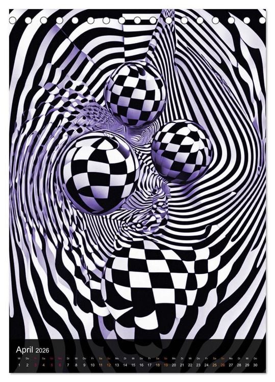 Produktbild: OP Art Nichts f&uuml;r schwache Augen (Tischkalender 2026 DIN A5 hoch), CALVENDO Monatskalender