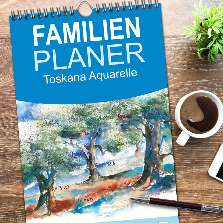 Produktbild: Familienplaner 2026 - Toskana Aquarelle mit 5 Spalten (Wandkalender, 21 x 45 cm) CALVENDO