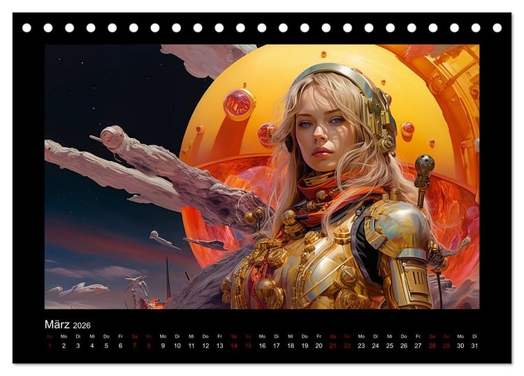 Produktbild: Amazonen im All (Tischkalender 2026 DIN A5 quer), CALVENDO Monatskalender