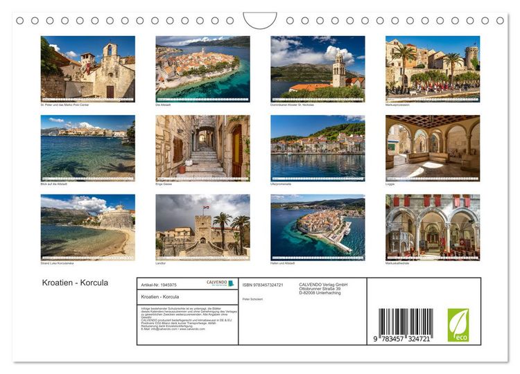 Produktbild: Kroatien - Korcula (Wandkalender 2026 DIN A4 quer), CALVENDO Monatskalender