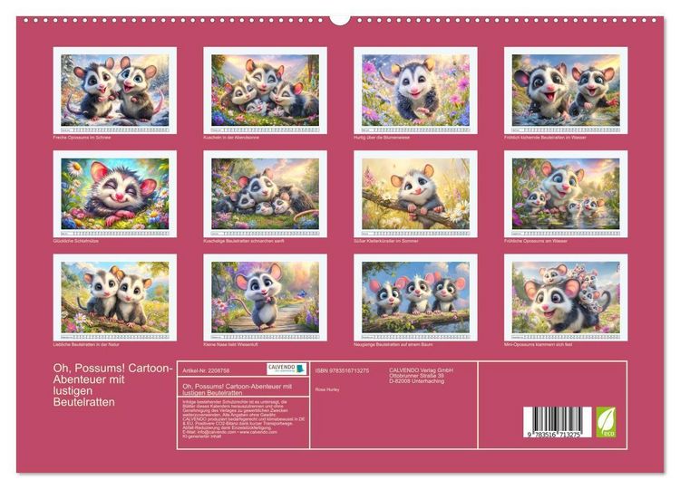 Produktbild: Oh, Possums! Cartoon-Abenteuer mit lustigen Beutelratten (hochwertiger Premium Wandkalender 2026 DIN A2 quer), Kunstdruck in Hochglanz