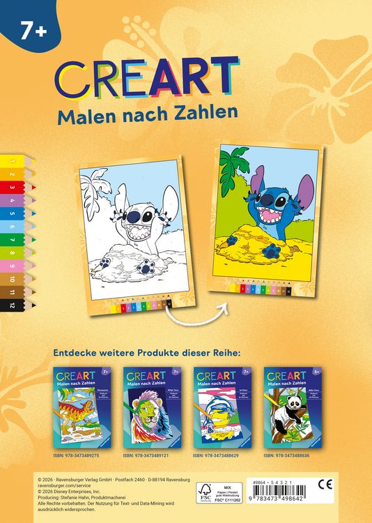 Produktbild: CreArt Malen nach Zahlen ab 7 Disney - Lilo & Stitch