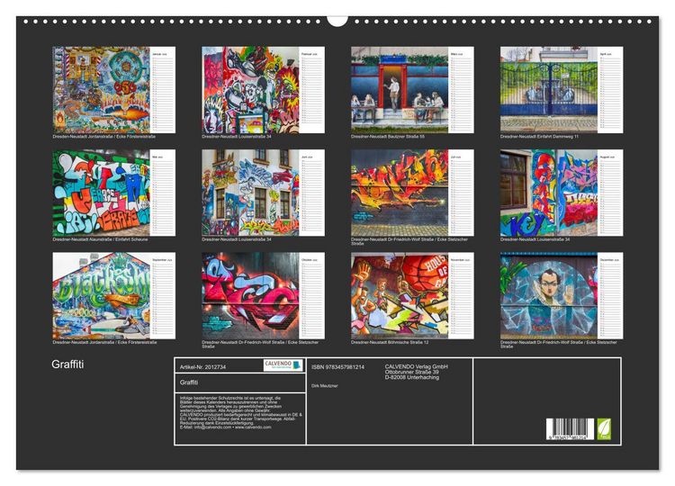 Produktbild: Graffiti (Wandkalender 2026 DIN A2 quer), CALVENDO Monatskalender
