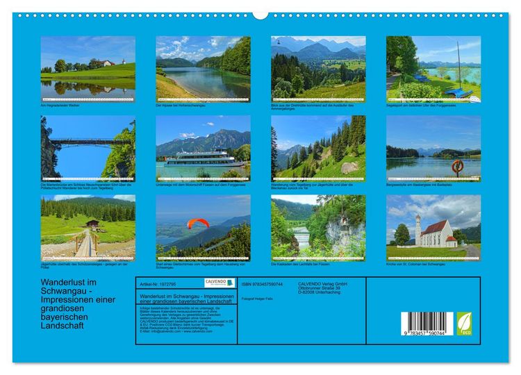 Produktbild: Wanderlust im Schwangau - Impressionen einer grandiosen bayerischen Landschaft (hochwertiger Premium Wandkalender 2026 DIN A2 quer), Kunstdruck in Hochglanz