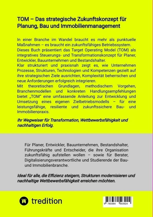 Produktbild: TOM &ndash; Das strategische Zukunftskonzept f&uuml;r Planung, Bau und Immobilienmanagement