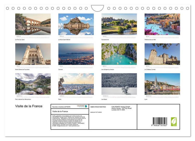 Produktbild: Visite de la France (Calendrier mural 2026 DIN A4 vertical), CALVENDO calendrier mensuel