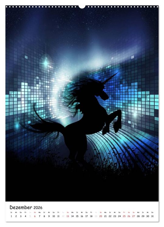 Produktbild: Einhorn und Pegasus (Wandkalender 2026 DIN A2 hoch), CALVENDO Monatskalender