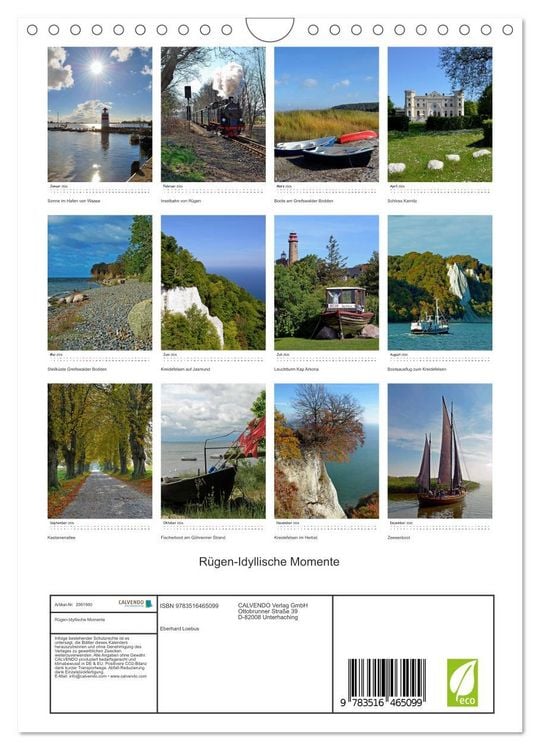 Produktbild: R&uuml;gen-Idyllische Momente (Wandkalender 2026 DIN A4 hoch), CALVENDO Monatskalender