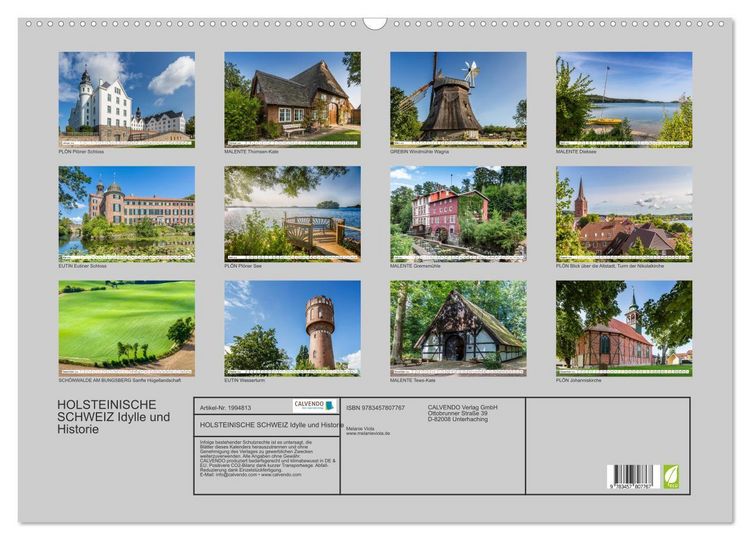 Produktbild: HOLSTEINISCHE SCHWEIZ Idylle und Historie (Wandkalender 2026 DIN A2 quer), CALVENDO Monatskalender