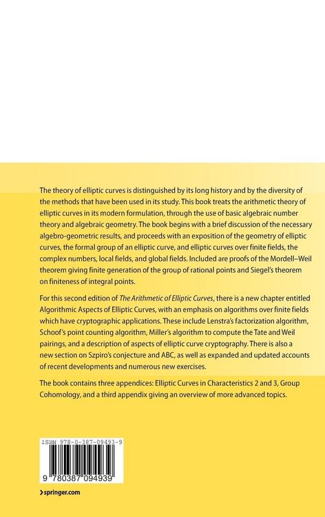 Produktbild: The Arithmetic of Elliptic Curves