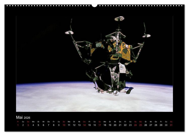 Produktbild: Landing On The Moon Like A Cartoon (hochwertiger Premium Wandkalender 2026 DIN A2 quer), Kunstdruck in Hochglanz
