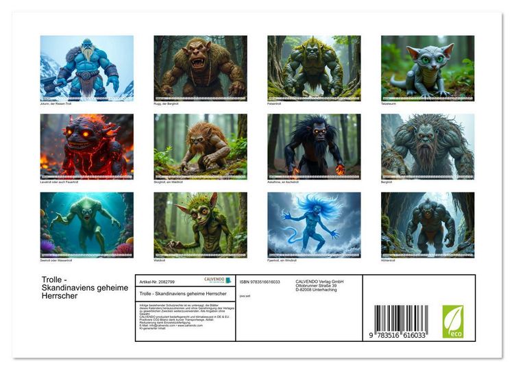 Produktbild: Trolle - Skandinaviens geheime Herrscher (Wandkalender 2026 DIN A4 quer), CALVENDO Monatskalender