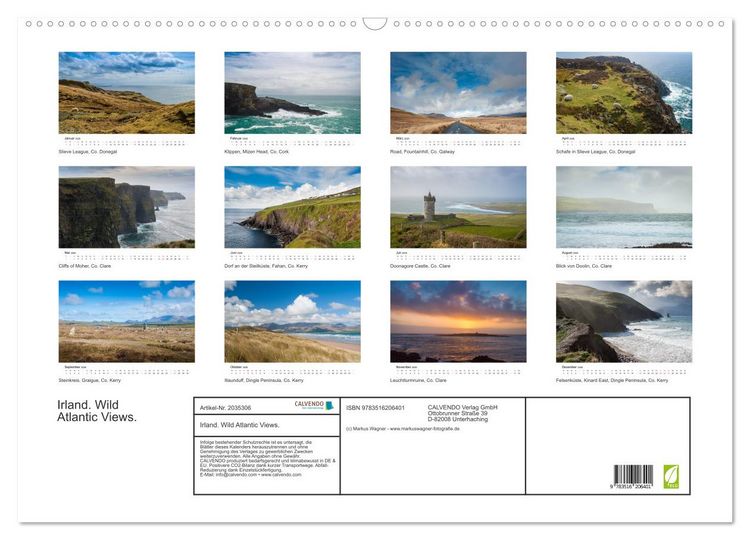Produktbild: Irland. Wild Atlantic Views. (Wandkalender 2026 DIN A2 quer), CALVENDO Monatskalender