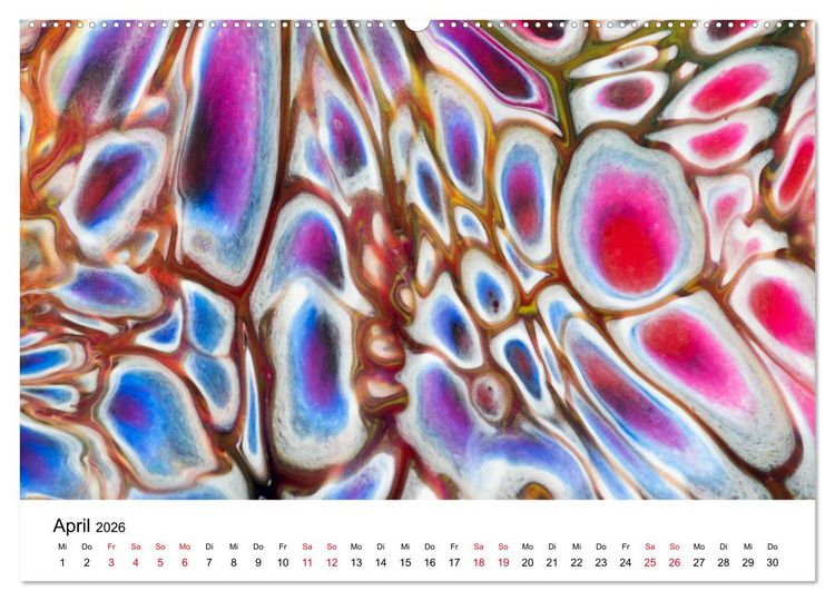 Produktbild: Acrylic Pouring - Faszinierende Farben und Formen (hochwertiger Premium Wandkalender 2026 DIN A2 quer), Kunstdruck in Hochglanz