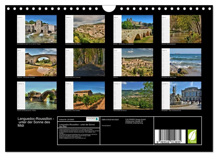 Produktbild: Languedoc-Roussillon - unter der Sonne des Midi (Wandkalender 2026 DIN A4 quer), CALVENDO Monatskalender