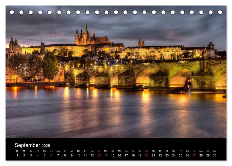 Produktbild: Europ&auml;ische St&auml;dte bei Nacht (Tischkalender 2026 DIN A5 quer), CALVENDO Monatskalender