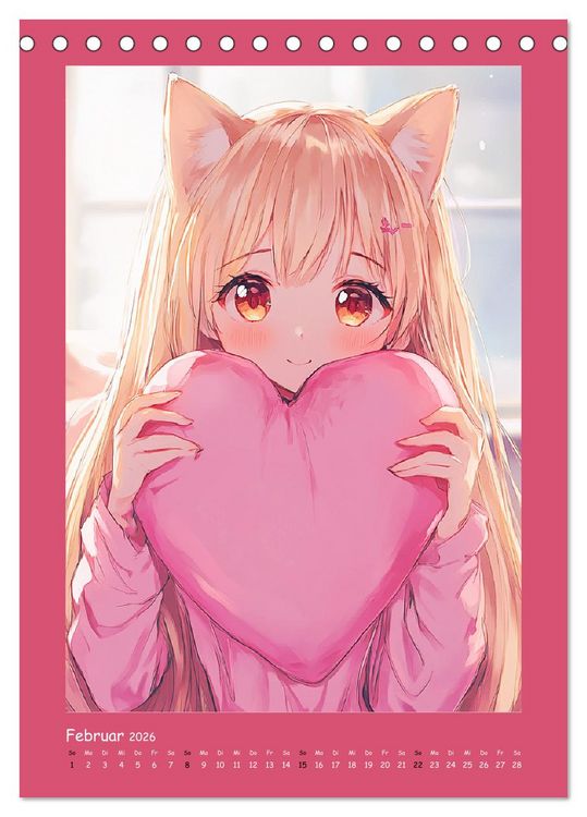 Produktbild: Zauberhafte Momente. Rosa Tr&auml;ume im Manga-Stil (Tischkalender 2026 DIN A5 hoch), CALVENDO Monatskalender
