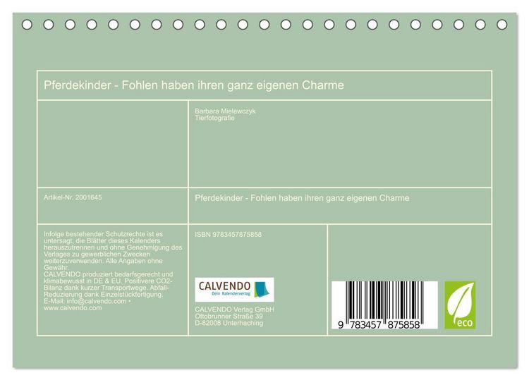 Produktbild: Pferdekinder - Fohlen haben ihren ganz eigenen Charme (Tischkalender 2026 DIN A5 quer), CALVENDO Monatskalender