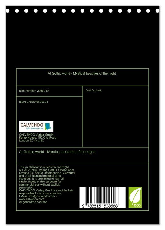 Produktbild: AI Gothic world - Mystical beauties of the night (Desk Calendar 2026 DIN A5 portrait), CALVENDO 12 Month DeskCalendar