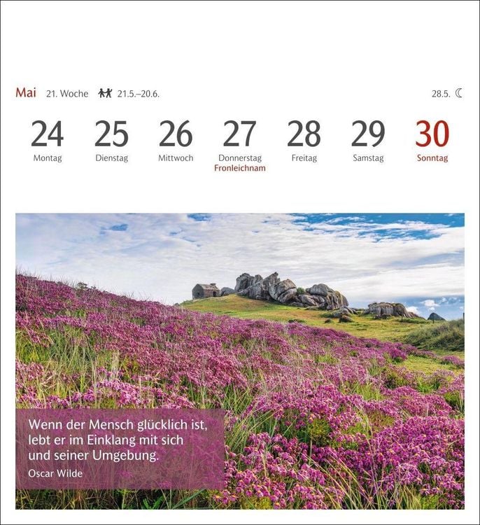 Produktbild: Momente des Gl&uuml;cks Postkartenkalender 2027 - Wochenkalender mit Zitaten, mit 53 Postkarten