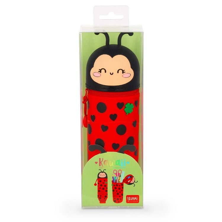 Produktbild: Legami 2-in-1-Federm&auml;ppchen aus Silikon - Kawaii - Ladybug "Get Lucky"
