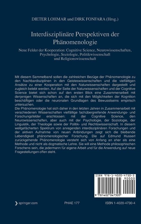 Produktbild: Interdisziplin&auml;re Perspektiven der Ph&auml;nomenologie