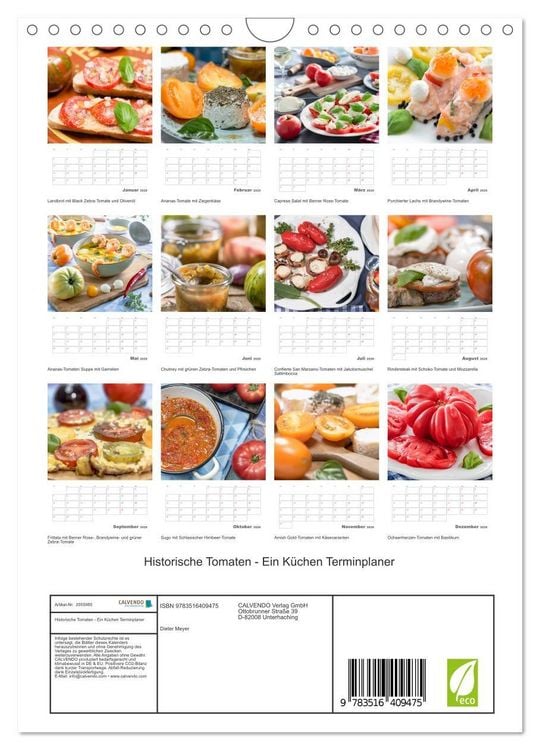 Produktbild: Historische Tomaten - Ein K&uuml;chen Terminplaner (Wandkalender 2026 DIN A4 hoch), CALVENDO Monatskalender