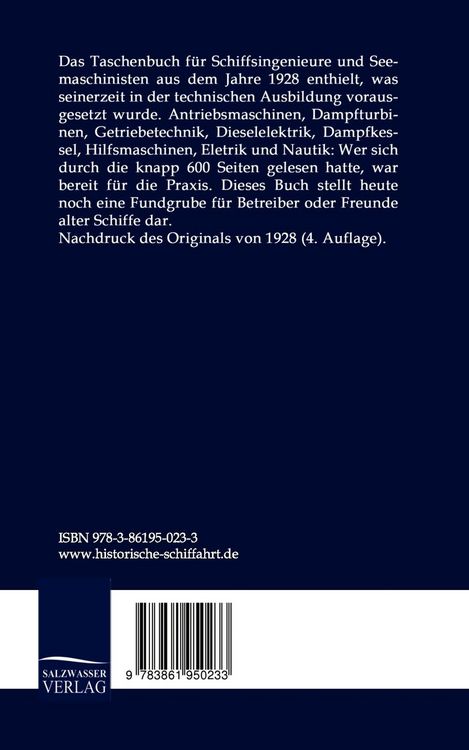 Produktbild: Taschenbuch f&uuml;r Schiffsingenieure und Seemaschinisten