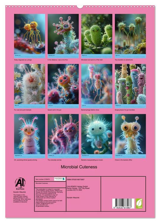 Produktbild: Microbial Cuteness (High Quality Premium Wall Calendar 2026 DIN A2 portrait),CALVENDO 12 Month Wall Calendar