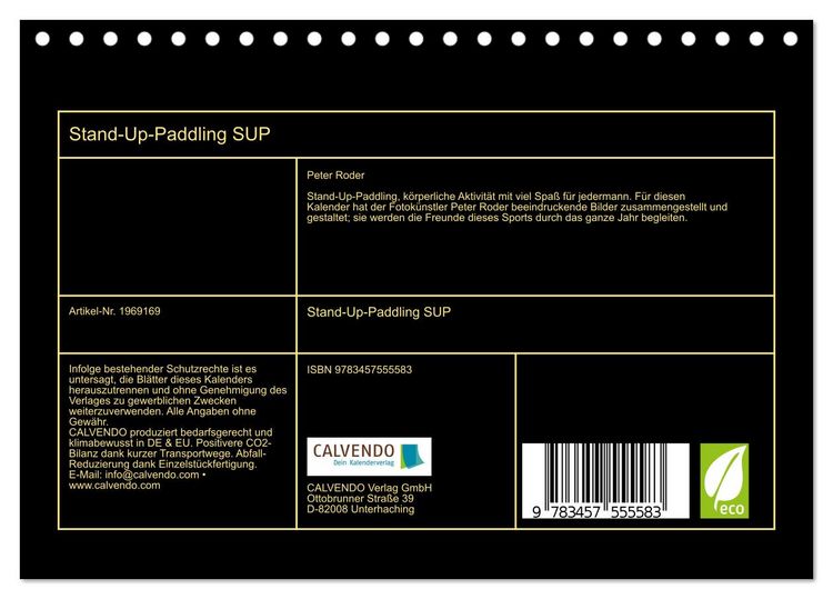 Produktbild: Stand-Up-Paddling SUP (Tischkalender 2026 DIN A5 quer), CALVENDO Monatskalender