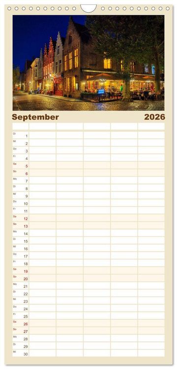 Produktbild: Familienplaner 2026 - Br&uuml;gge und Gent im Zwielicht mit 5 Spalten (Wandkalender, 21 x 45 cm) CALVENDO