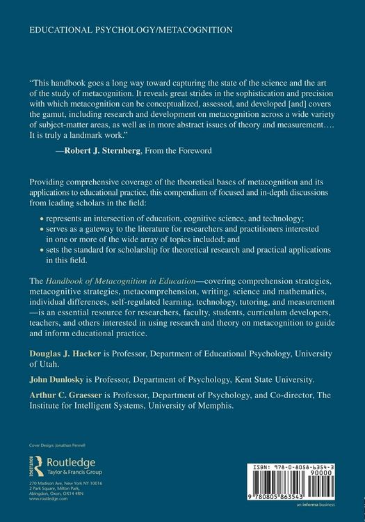 Produktbild: Handbook of Metacognition in Education