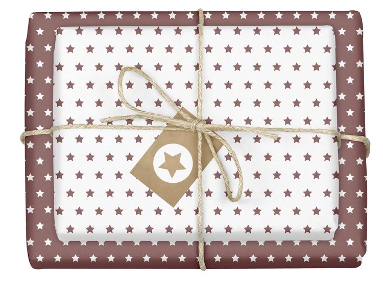 Produktbild: Geschenkpapier-Set Sterne (rot-braun, wei&szlig;)