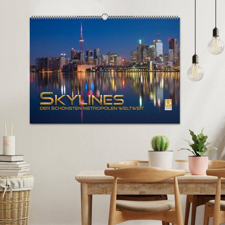 Produktbild: Skylines der sch&ouml;nsten Metropolen weltweit (Wandkalender 2026 DIN A2 quer), CALVENDO Monatskalender