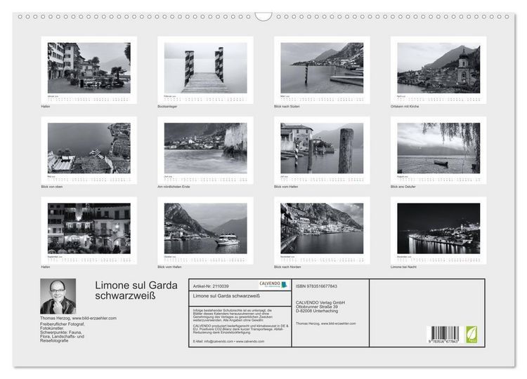 Produktbild: Limone sul Garda schwarzwei&szlig; (Wandkalender 2026 DIN A2 quer), CALVENDO Monatskalender