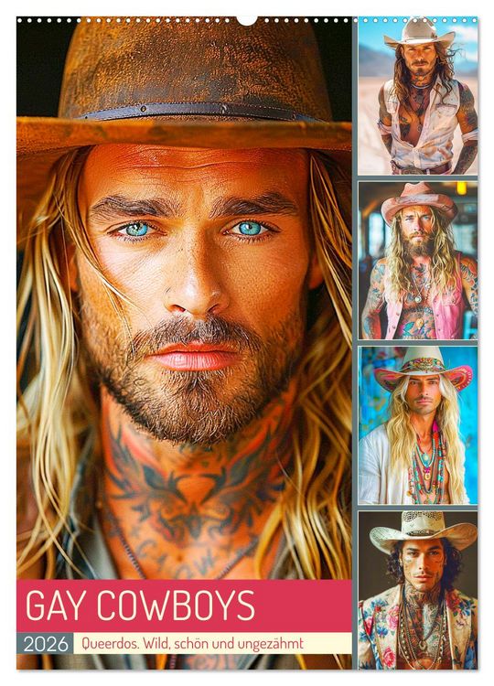 Produktbild: Gay Cowboys. Queerdos. Wild, sch&ouml;n und ungez&auml;hmt (Wandkalender 2026 DIN A2 hoch), CALVENDO Monatskalender