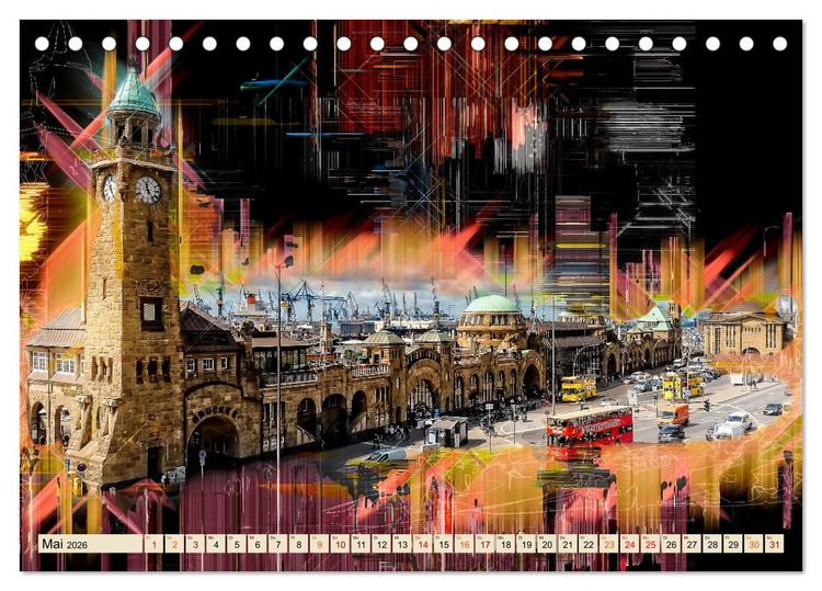 Produktbild: Hamburg abstrakt (Tischkalender 2026 DIN A5 quer), CALVENDO Monatskalender