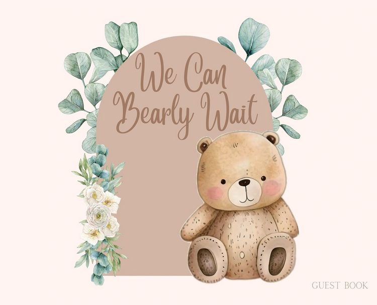 Produktbild: Bear Baby Shower hardback Guest Book (landscape)