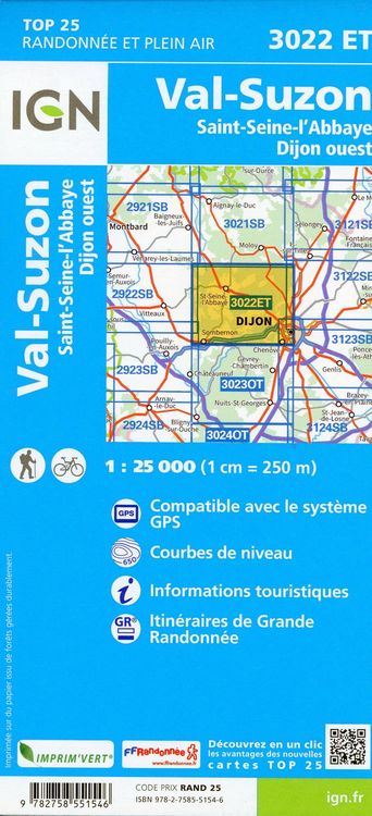 Produktbild: Val Suzon Saint-Etienne-L'Abbaye Dijon Ouest 1:25 000