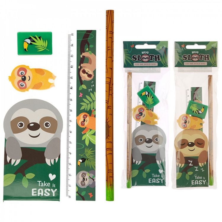 Produktbild: 4er-Set Faultier-Baer-Briefpapier-Set