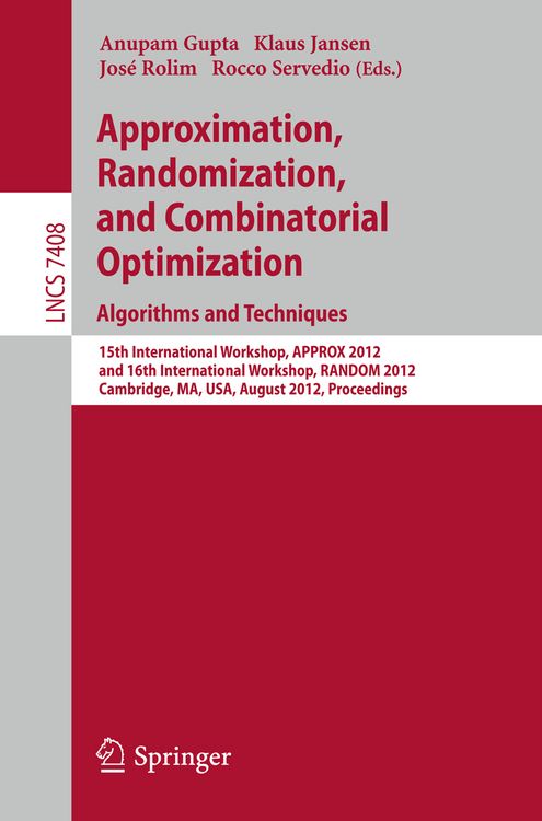 Produktbild: Approximation, Randomization, and Combinatorial Optimization. Algorithms and Techniques