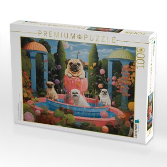 Produktbild: CALVENDO Puzzle Hunde baden im Springbrunnen | 1000 Teile Lege-Gr&ouml;&szlig;e 64x48cm Foto-Puzzle f&uuml;r gl&uuml;ckliche Stunden
