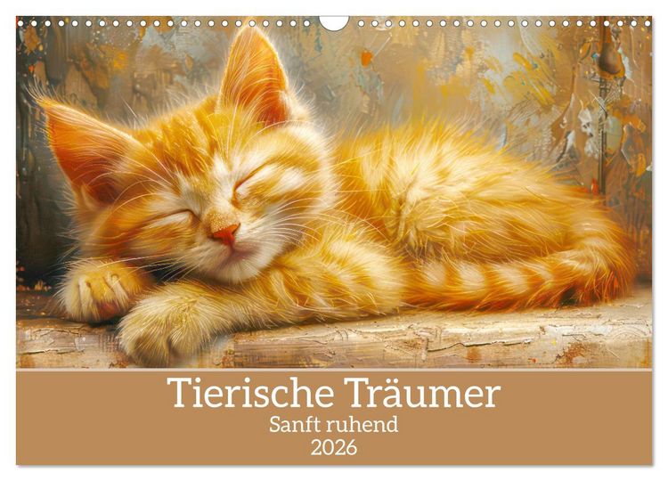 Produktbild: Tierische Tr&auml;umer - Sanft ruhend (Wandkalender 2026 DIN A3 quer), CALVENDO Monatskalender