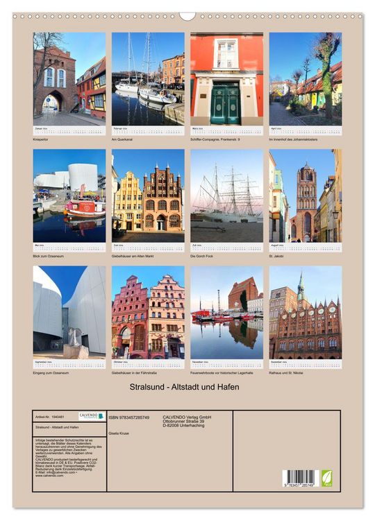 Produktbild: Stralsund - Altstadt und Hafen (Wandkalender 2026 DIN A2 hoch), CALVENDO Monatskalender
