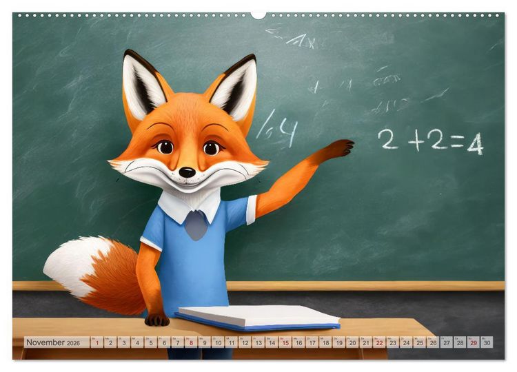 Produktbild: Schlaufuchs - Abenteuer Schule (Wandkalender 2026 DIN A2 quer), CALVENDO Monatskalender